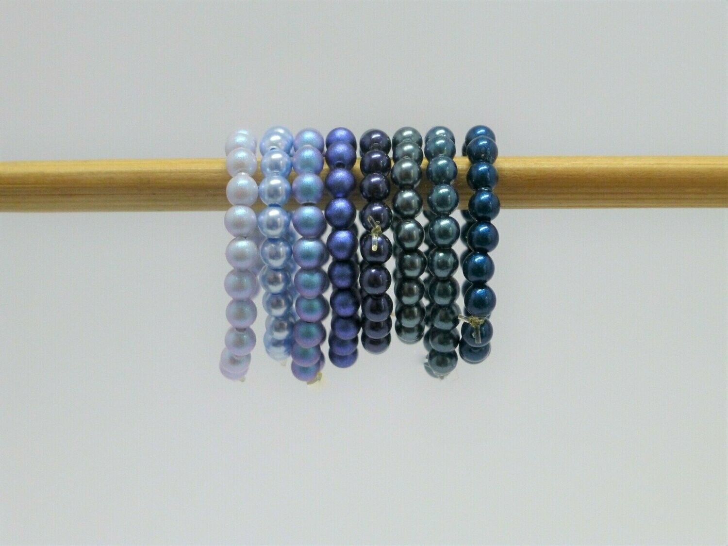 elastischer Perlenring 3mm - Blaue Farbtöne