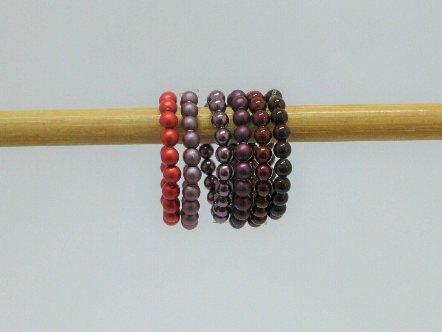 elastischer Perlenring 3mm - Rote Farbtöne