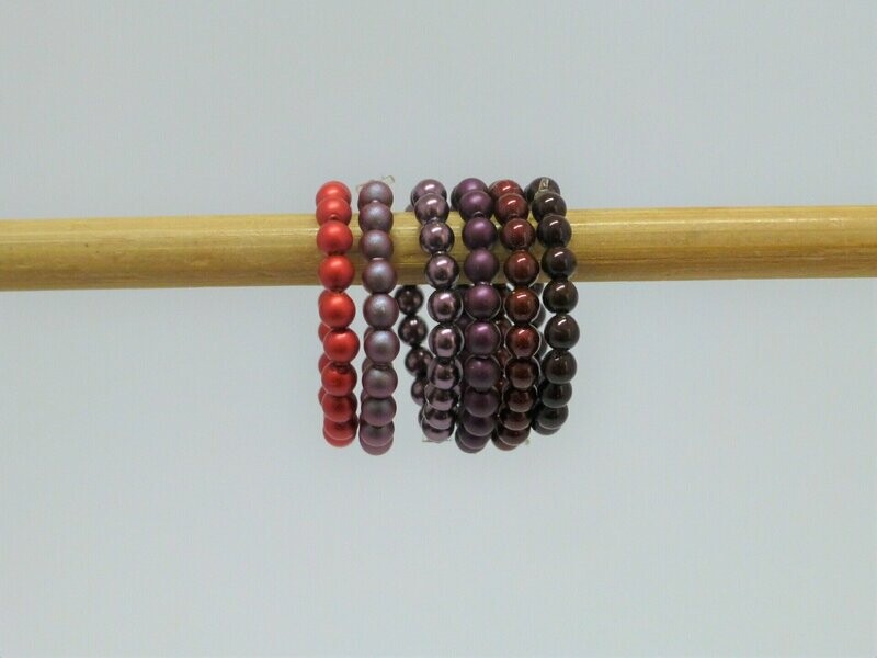 elastischer Perlenring 3mm - Rote Farbtöne