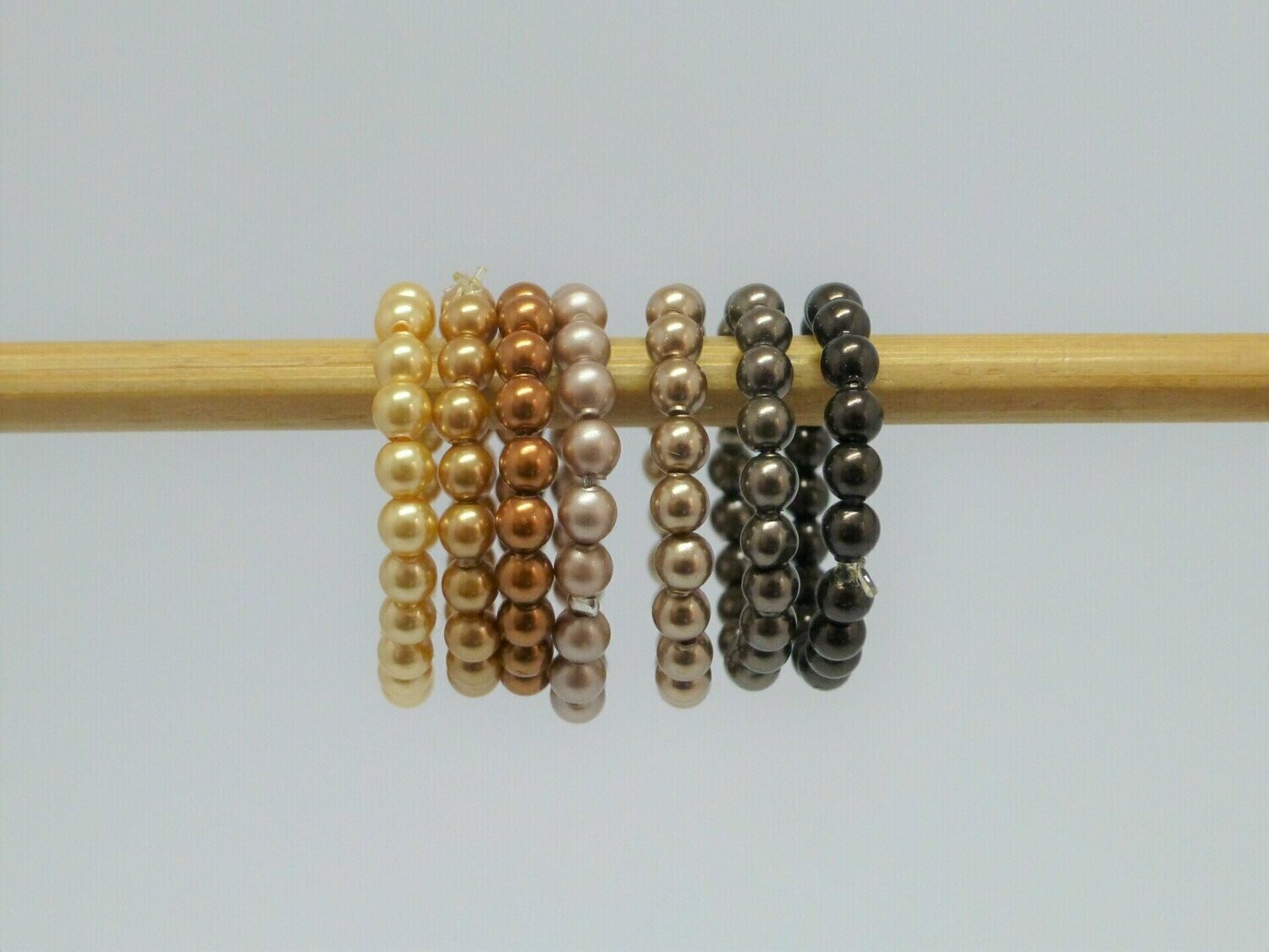 elastischer Perlenring 3mm - Braun-Gold