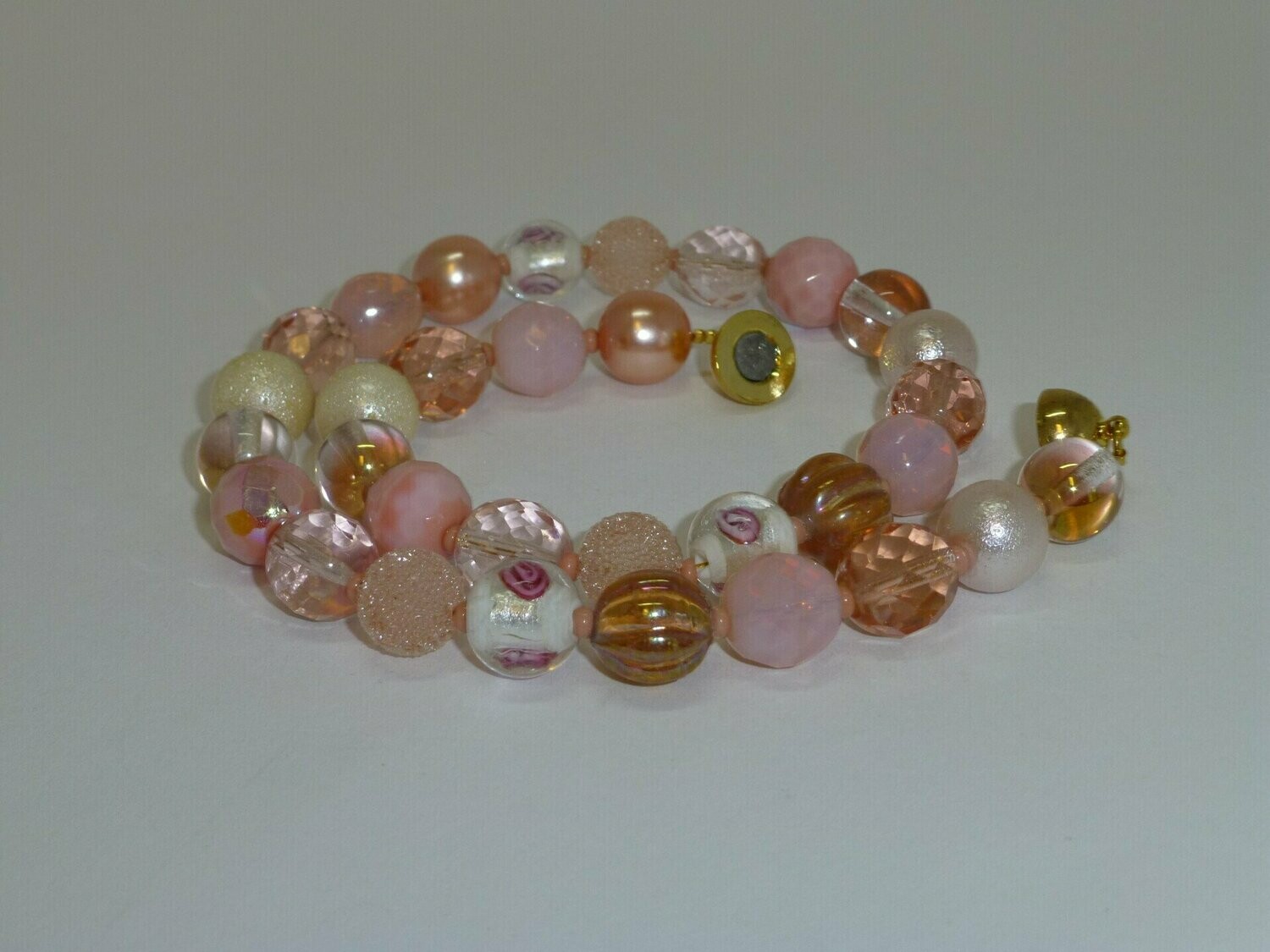 Halskette Glasperlen Mix Blus Rose