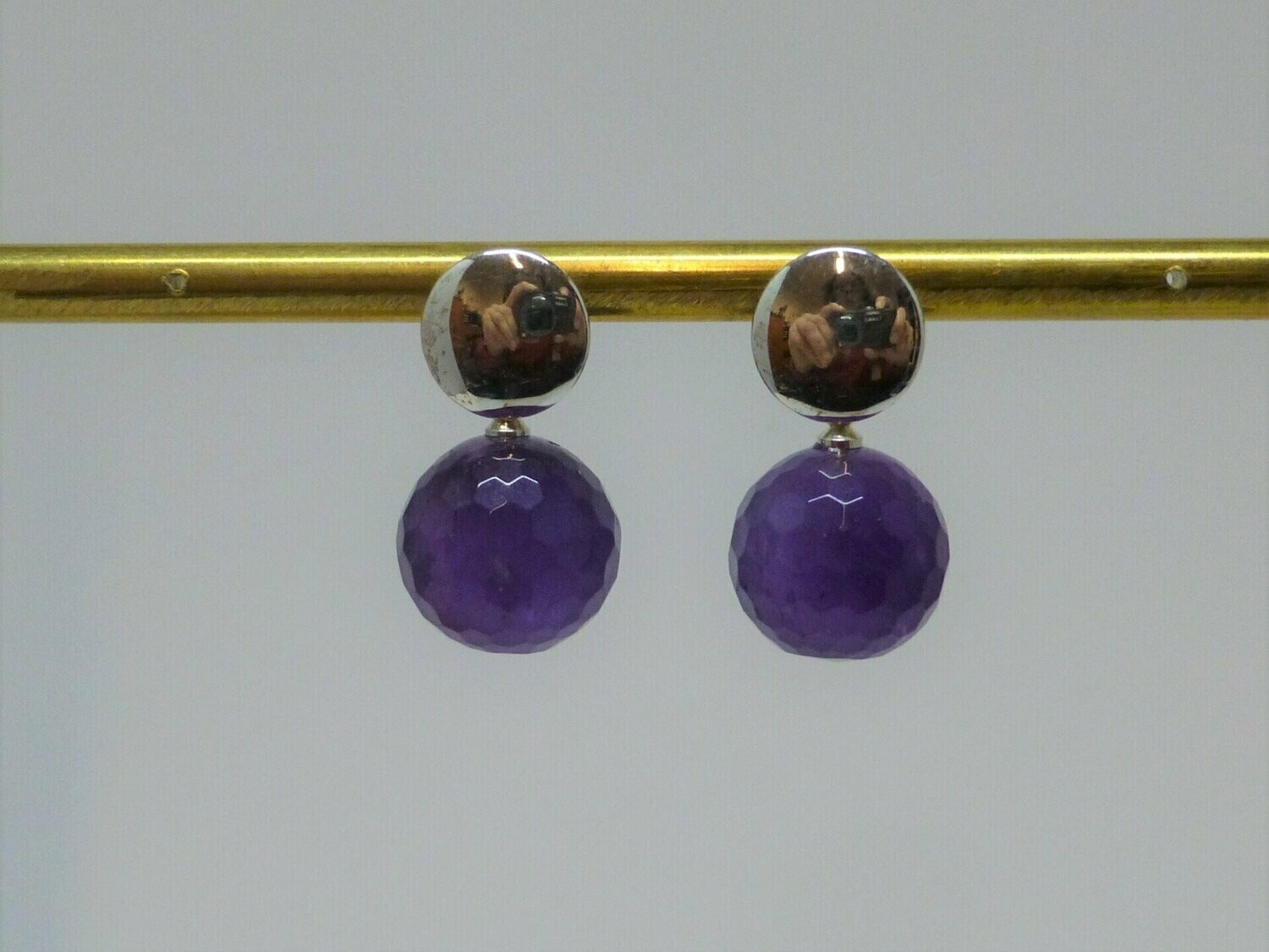 Ohrstecker Silber mit Amethyst Kugeln 14mm