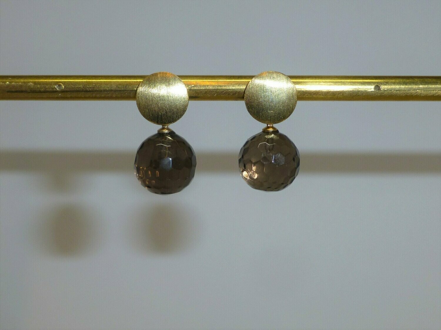 Ohrstecker Gold mit Rauchquarz Kugeln 12mm