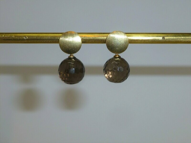 Ohrstecker Gold mit Rauchquarz Kugeln 12mm