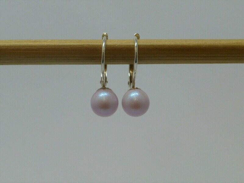 Perlen-Ohrringe Patent-Brisur mit Perle 6mm - irisierende Farben