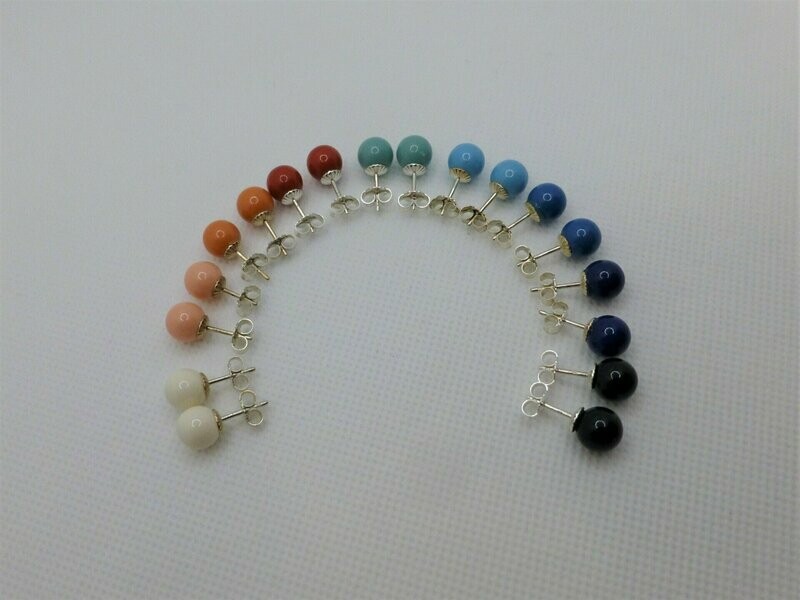 Ohrstecker mit Perle 10mm - Edelsteinfarben