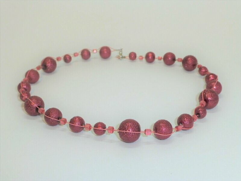 Drahtcollier Krepp-Perlen Pink