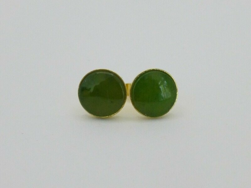 Ohrstecker Gold Jade Cabochon flach - verschiedene Größen