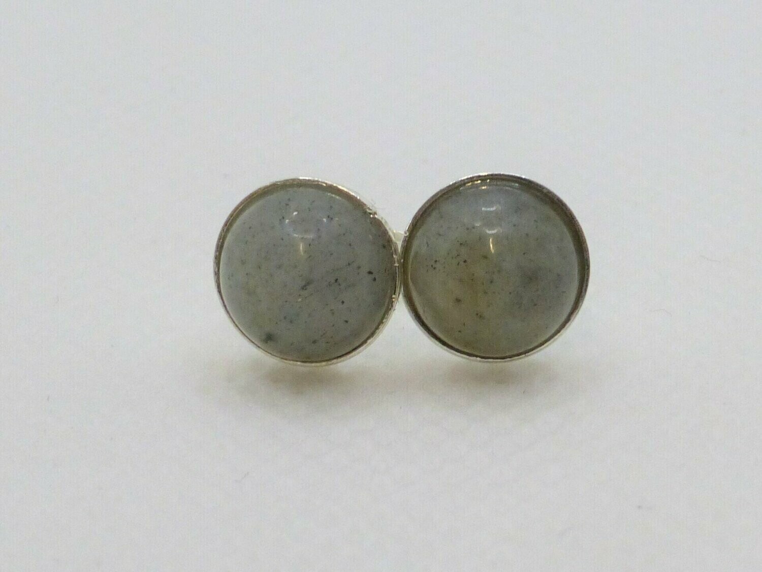 Ohrstecker Silber Labradorit Grau Cabochon - verschiedene Größen