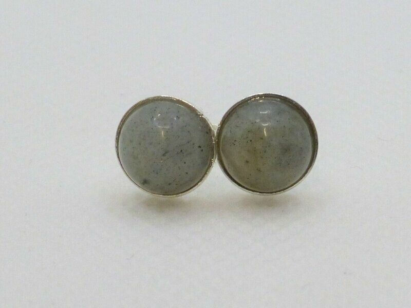 Ohrstecker Silber Labradorit Grau Cabochon - verschiedene Größen