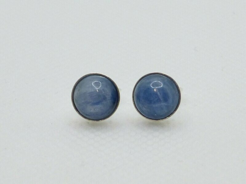 Ohrstecker Silber Kyanit Cabochon 8mm Hellblau
