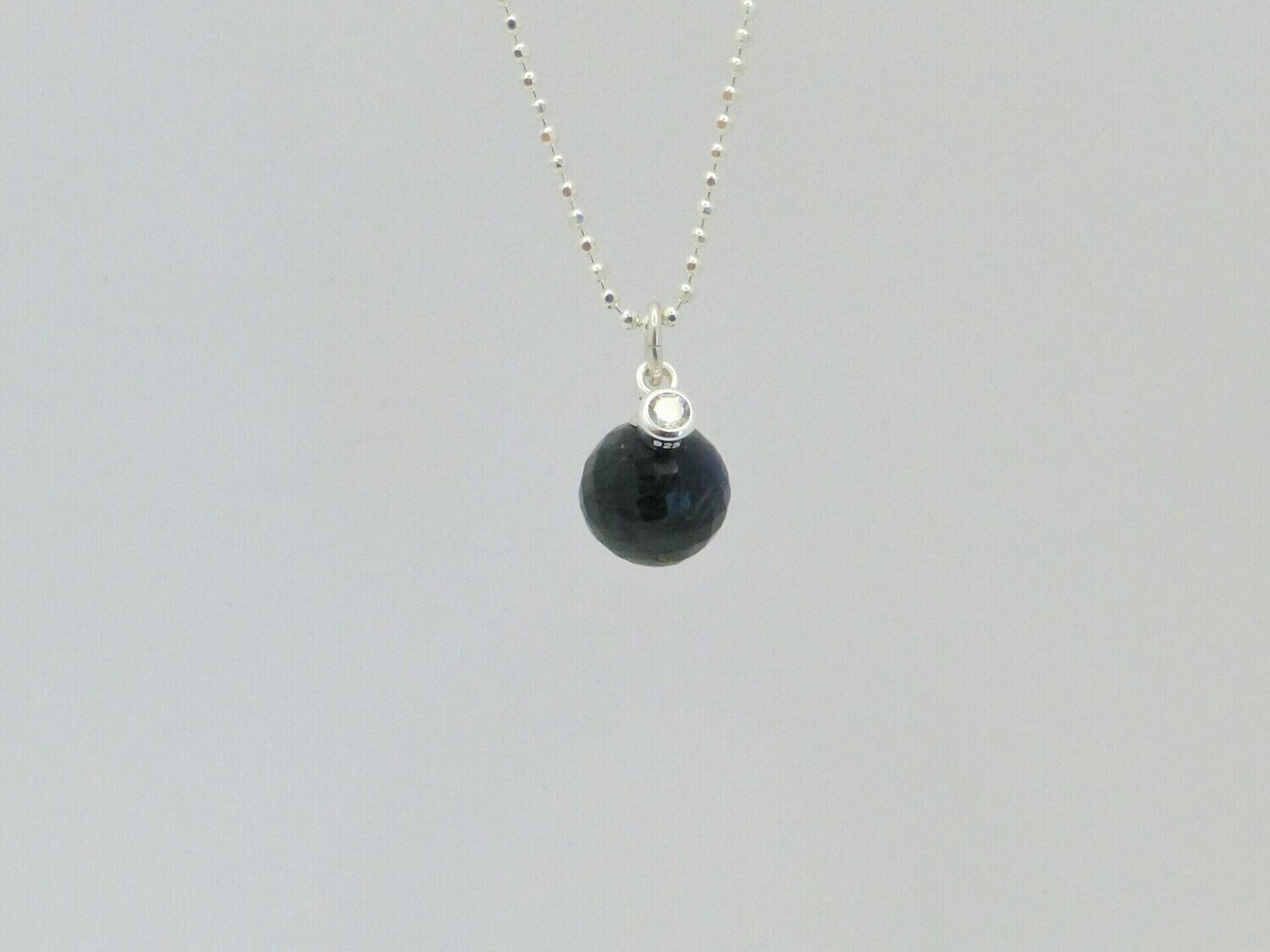 Kugelkette Silber Anhänger Labradorit Kugel 10mm