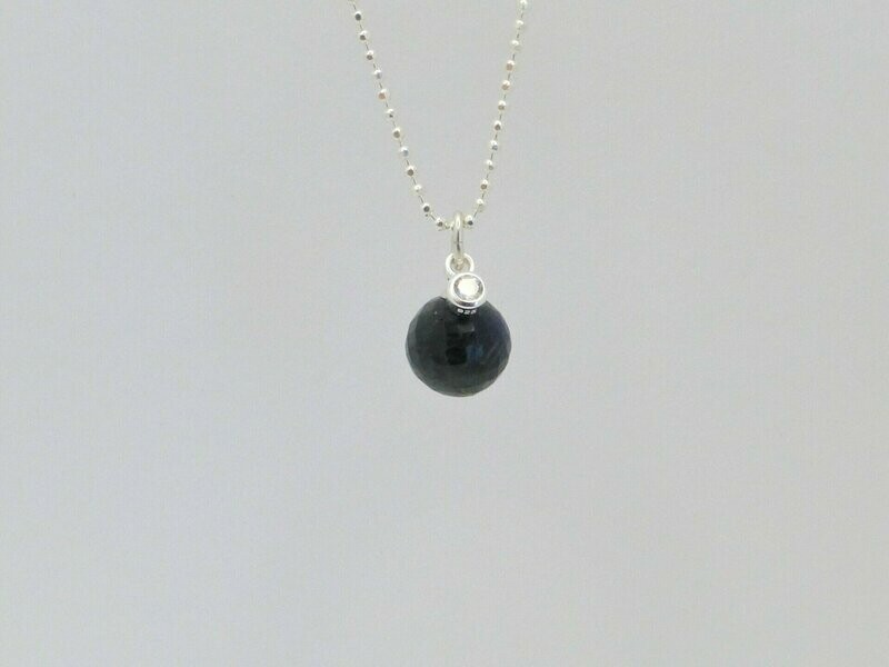 Kugelkette Silber Anhänger Labradorit Kugel 10mm