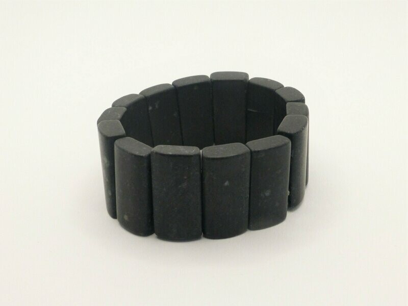 Dehnbares Armband Onyx matt Rechtecke