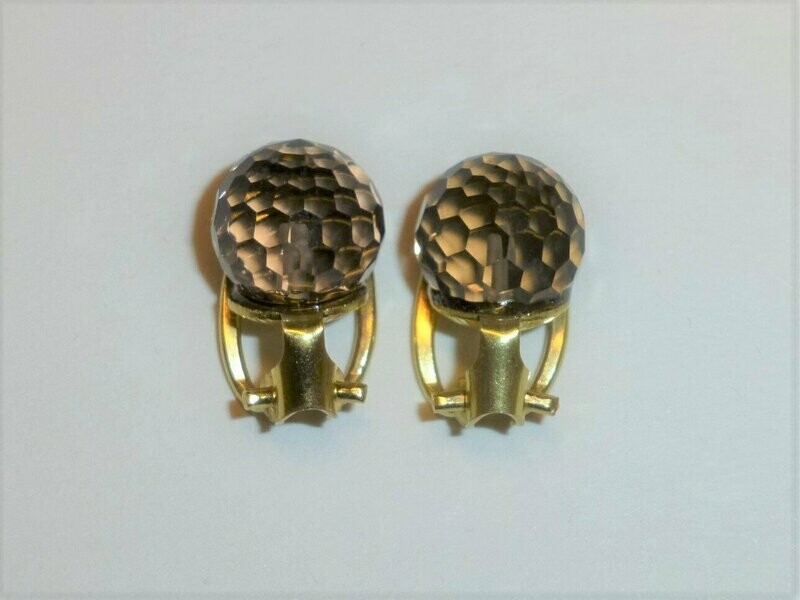 Ohrclips Rauchquarz Kugel facettiert 10mm