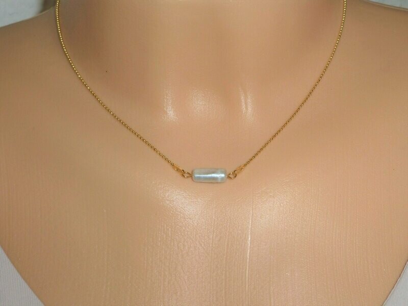Kugelkette Gold Biwa Perle Walze 13x4