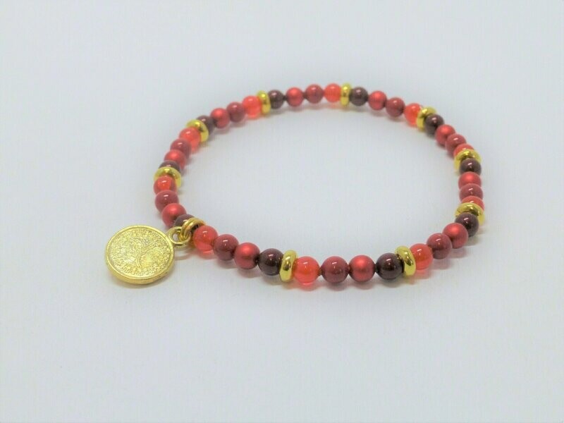 Elastisches Perlenarmband Rottöne