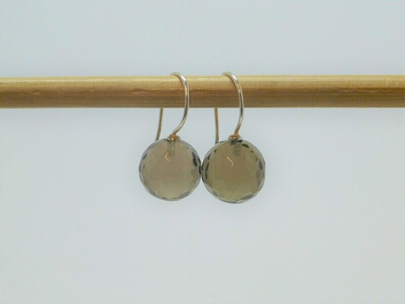 Ohrstecker Gold mit Rauchquarz Kugeln 12mm