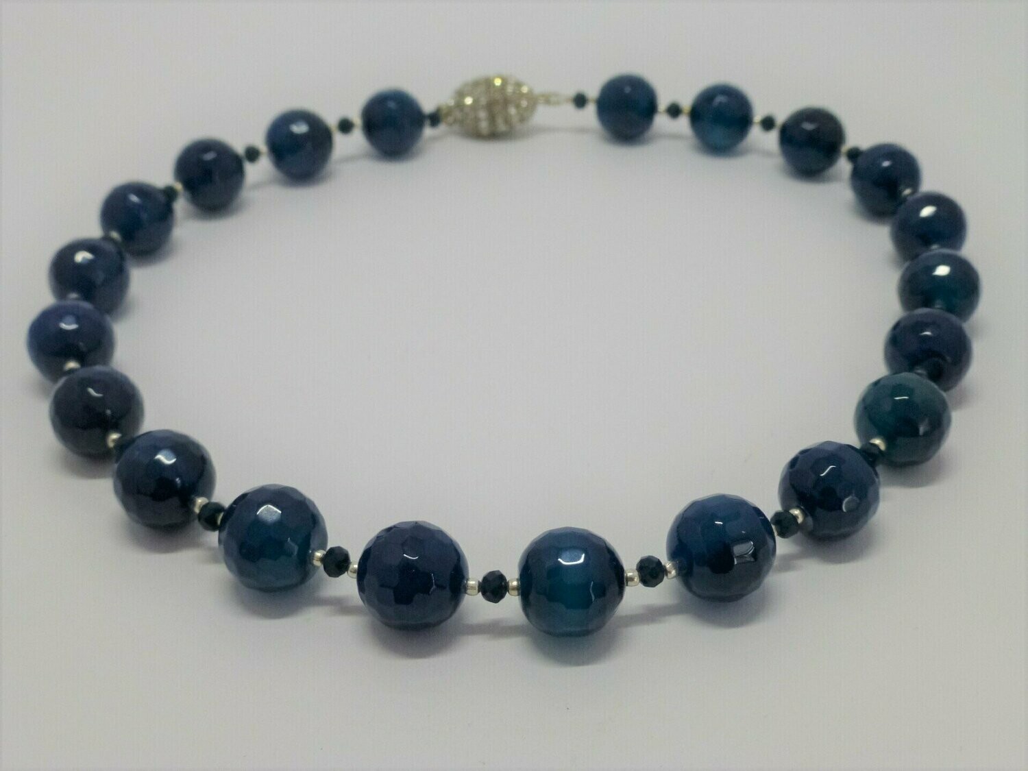 Halskette Achat Blau Kugeln 14mm