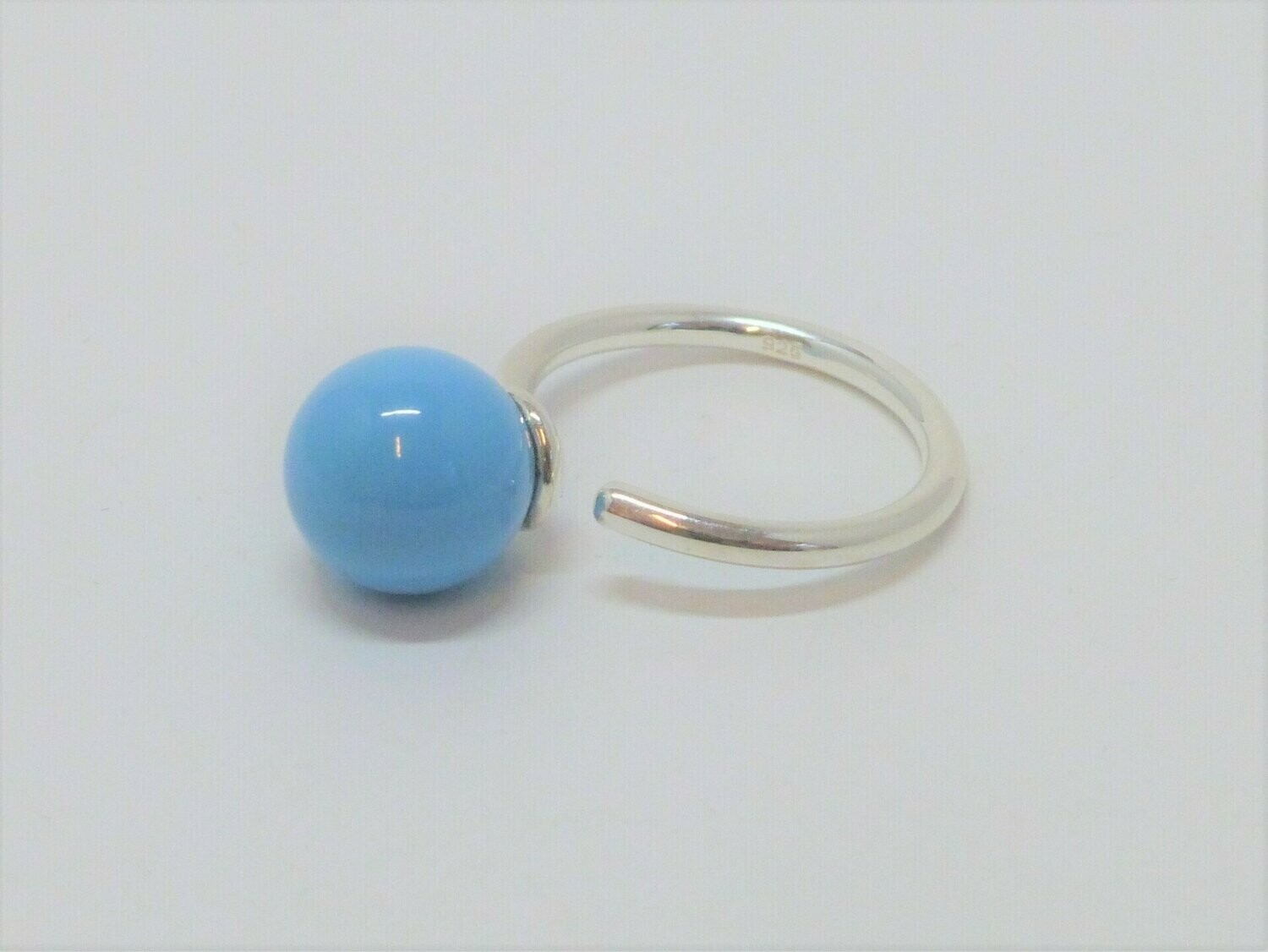 Ring Silber Perle 10mm Türkis