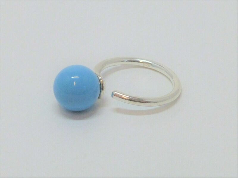 Ring Silber Perle 10mm Türkis