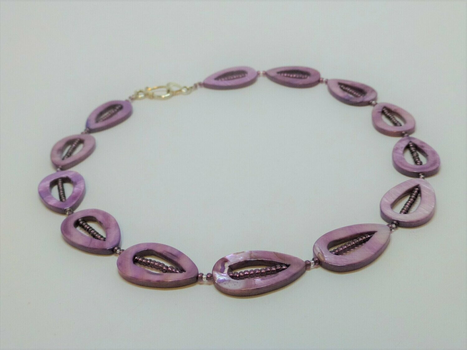 Collier Perlmutt-Tropfen Flieder-Violett