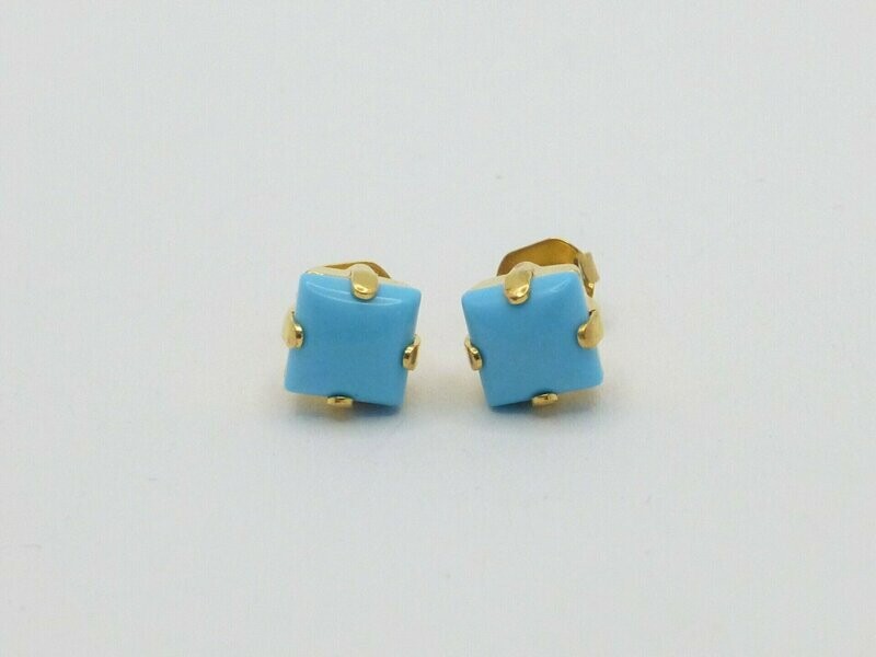 Ohrstecker vergoldet rek. Türkis Cabochon 6x6