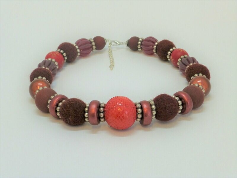 Statementkette Polaris,Filz, Leder Rot