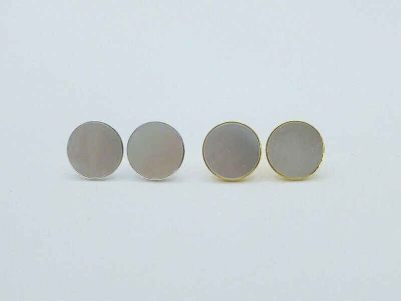 Ohrstecker Perlmutt Weiß Cabochon / Scheibe - verschiedene Größen