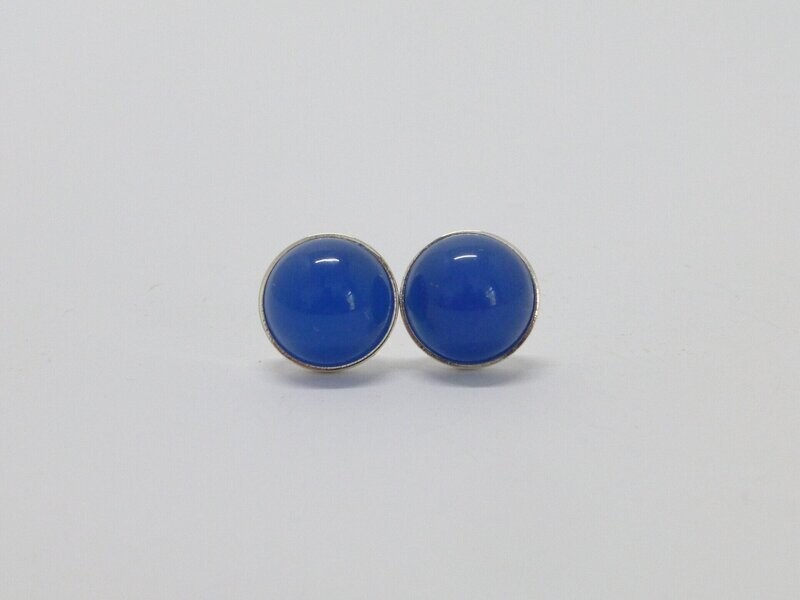 Ohrstecker Achat Blau Cabochon - verschiedene Größen