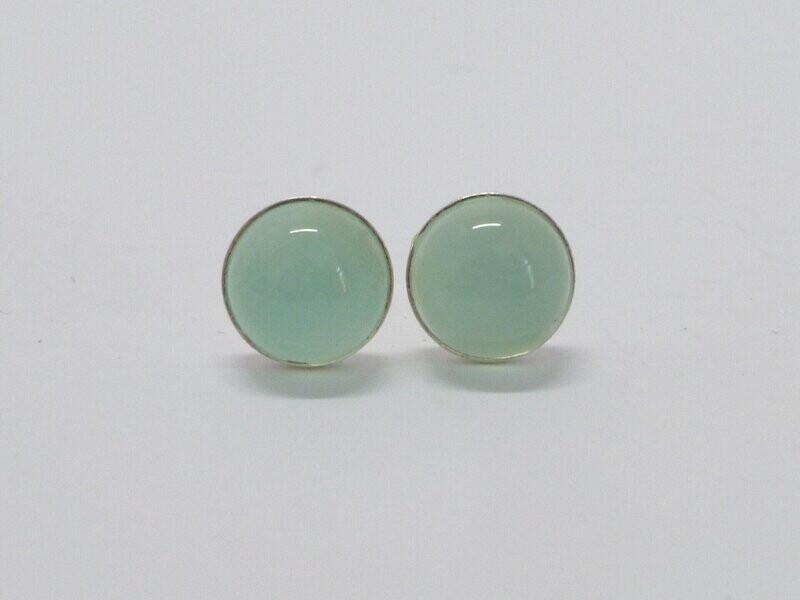Ohrstecker Chalcedon Aqua Cabochon - verschiedene Größen