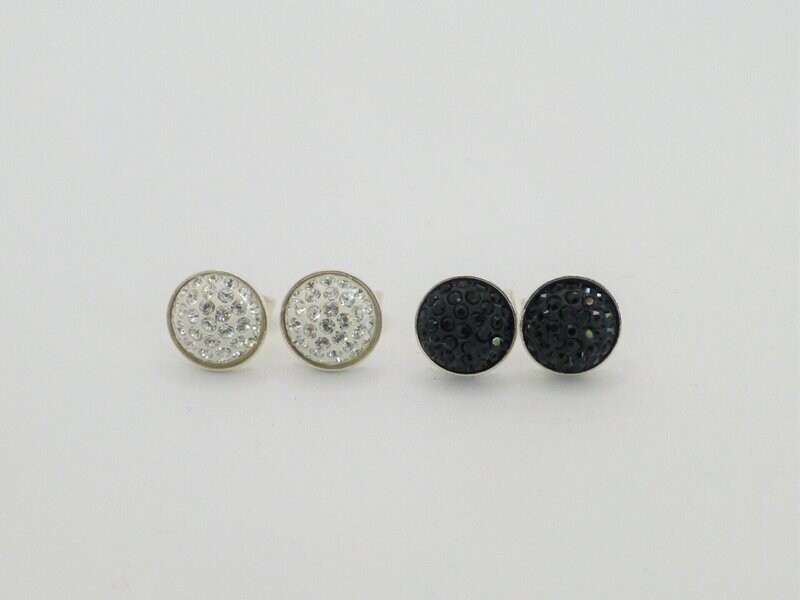 Ohrstecker Silber Pavé-Strass-Cabochons 8mm