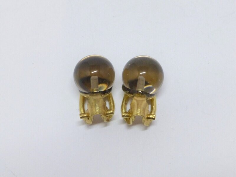 Ohrclips Rauchquarz Kugel 8mm