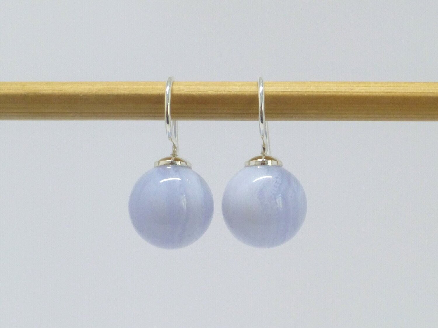 Ohrhänger Silber Streifen-Chalcedon Kugel 11mm