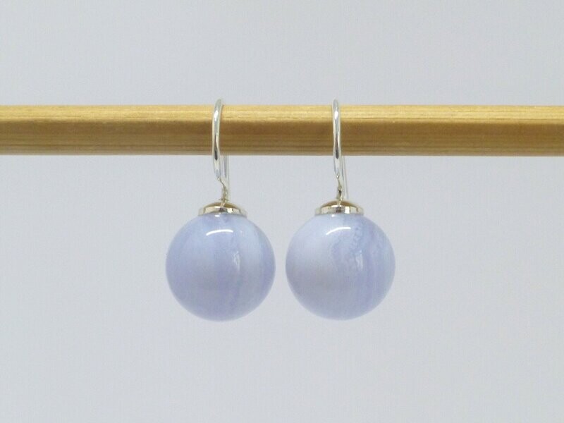 Ohrhänger Silber Streifen-Chalcedon Kugel 11mm
