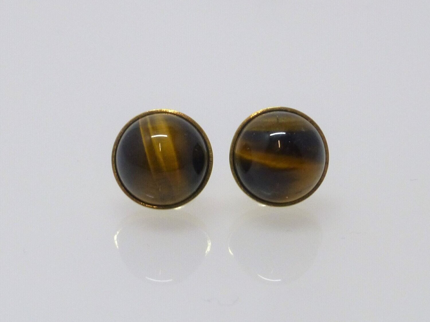 Ohrstecker Tigerauge Cabochon 925 Gold -versch. Größen