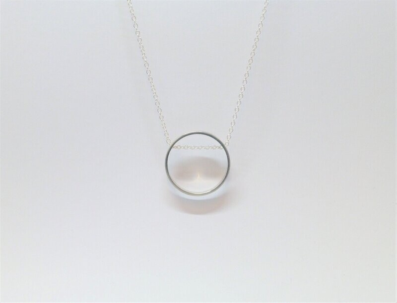 Lange Kette mit Anhänger Ring Silber 925