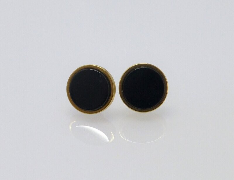 Ohrstecker Onyx Cabochon flach Edelstahl Gold
