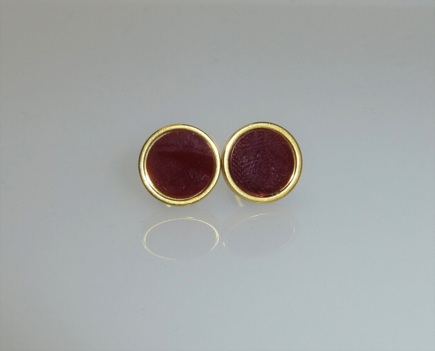 Ohrstecker Karneol Cabochon flach Edelstahl vergoldet