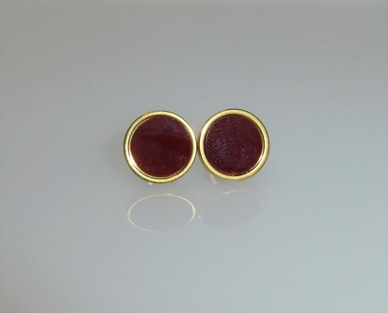 Ohrstecker Karneol Cabochon flach Edelstahl vergoldet