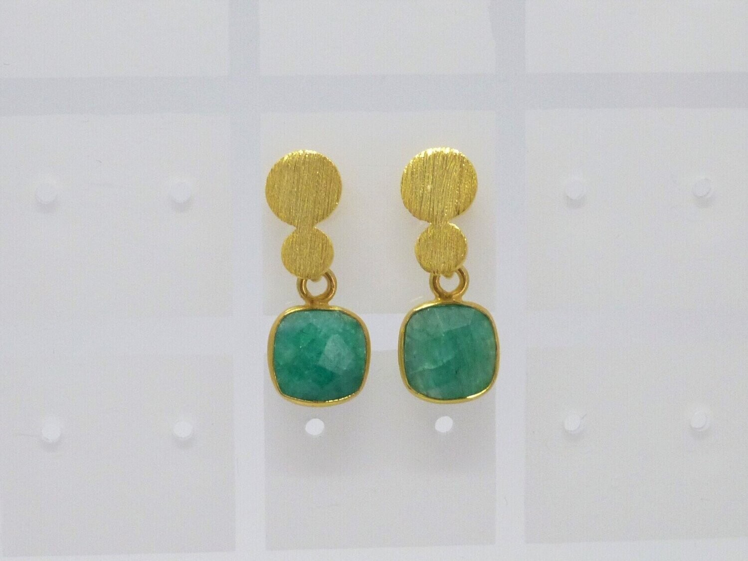Ohrstecker mit Anhänger Smaragd Imitat 7x7 Gold
