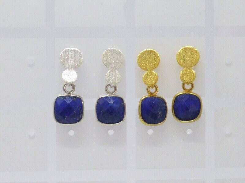 Ohrstecker mit Anhänger Lapislazuli 7x7 Silber / Gold