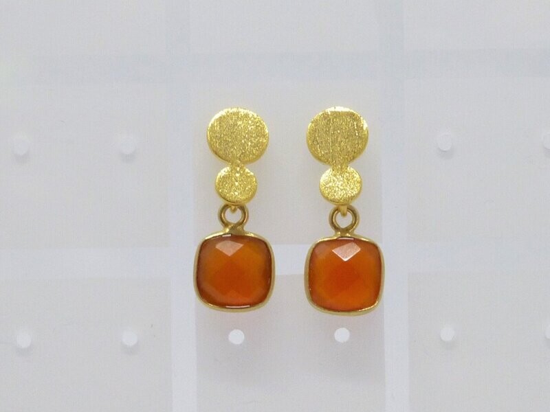Ohrstecker mit Anhänger Karneol 7x7 Gold