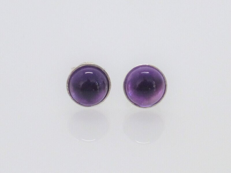 Ohrstecker Amethyst Cabochon Silber 925 Gold - verschiedene Größen