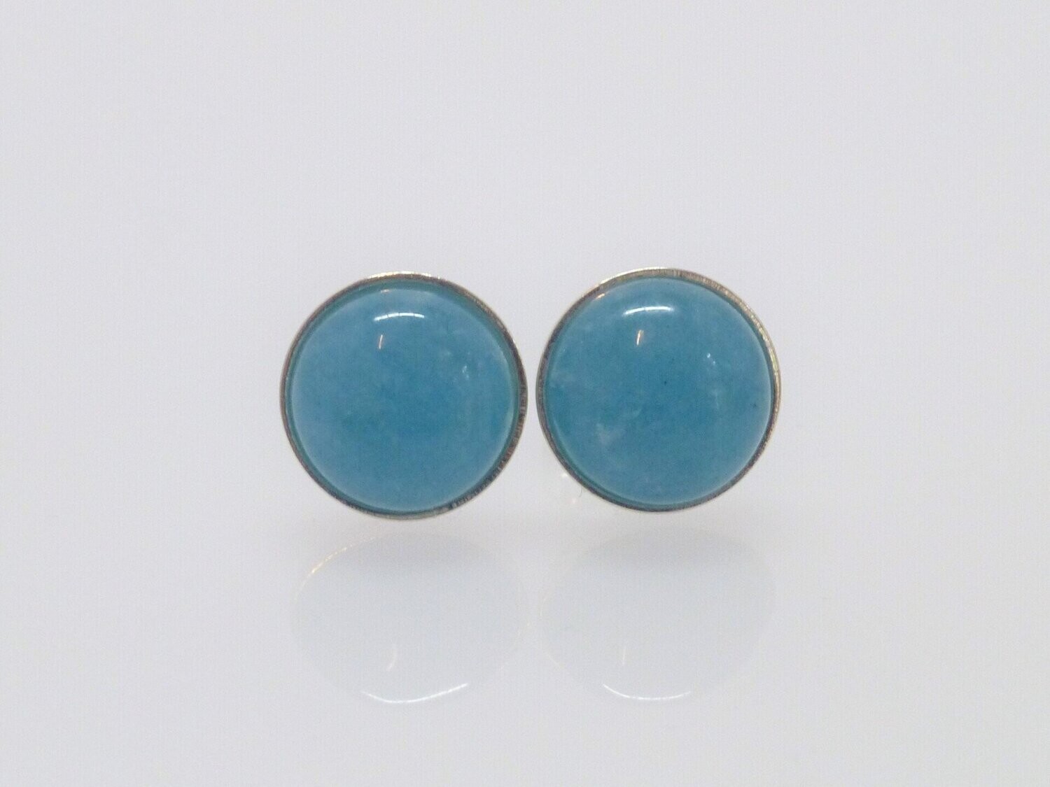 Ohrstecker Aquamarin-Jade Cabochon - verschiedene Größen