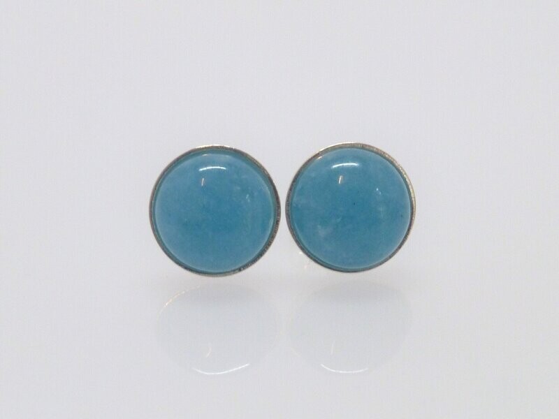 Ohrstecker Aquamarin-Jade Cabochon - verschiedene Größen