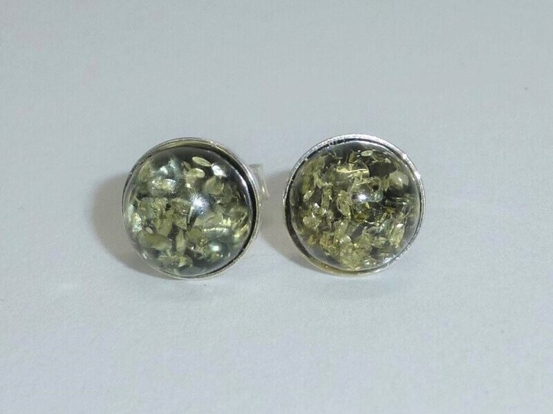 Ohrstecker Bernstein Grün Cabochon - verschiedene Größen