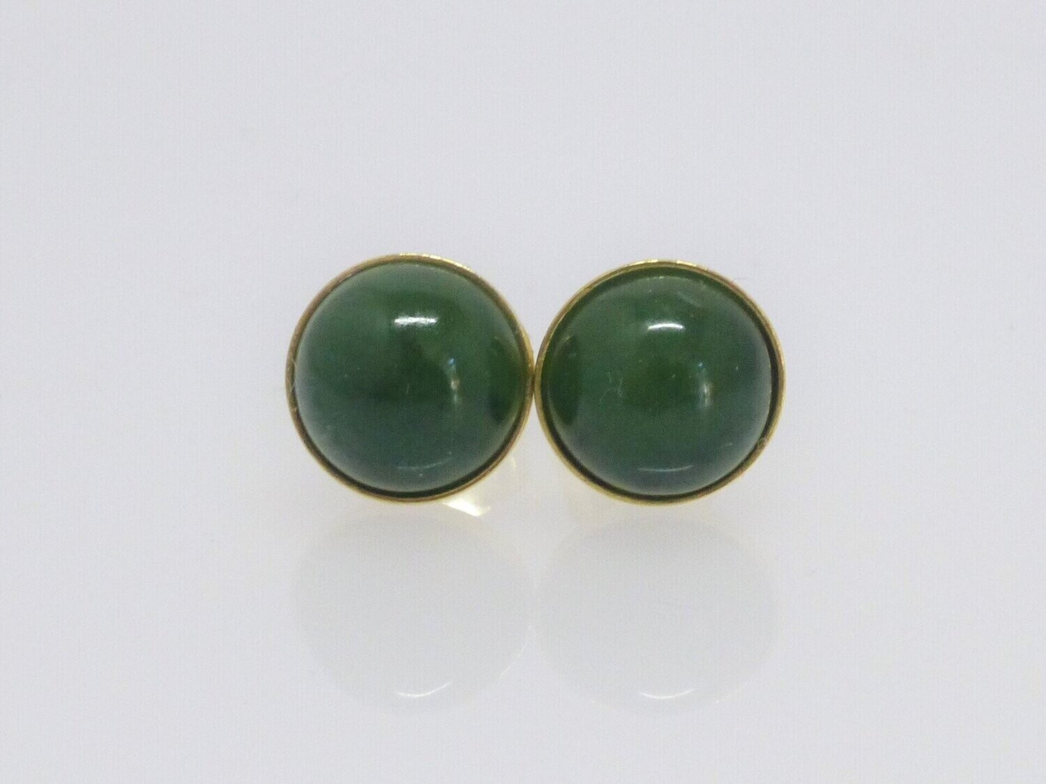 Ohrstecker Gold Jade Cabochon - verschiedene Größen