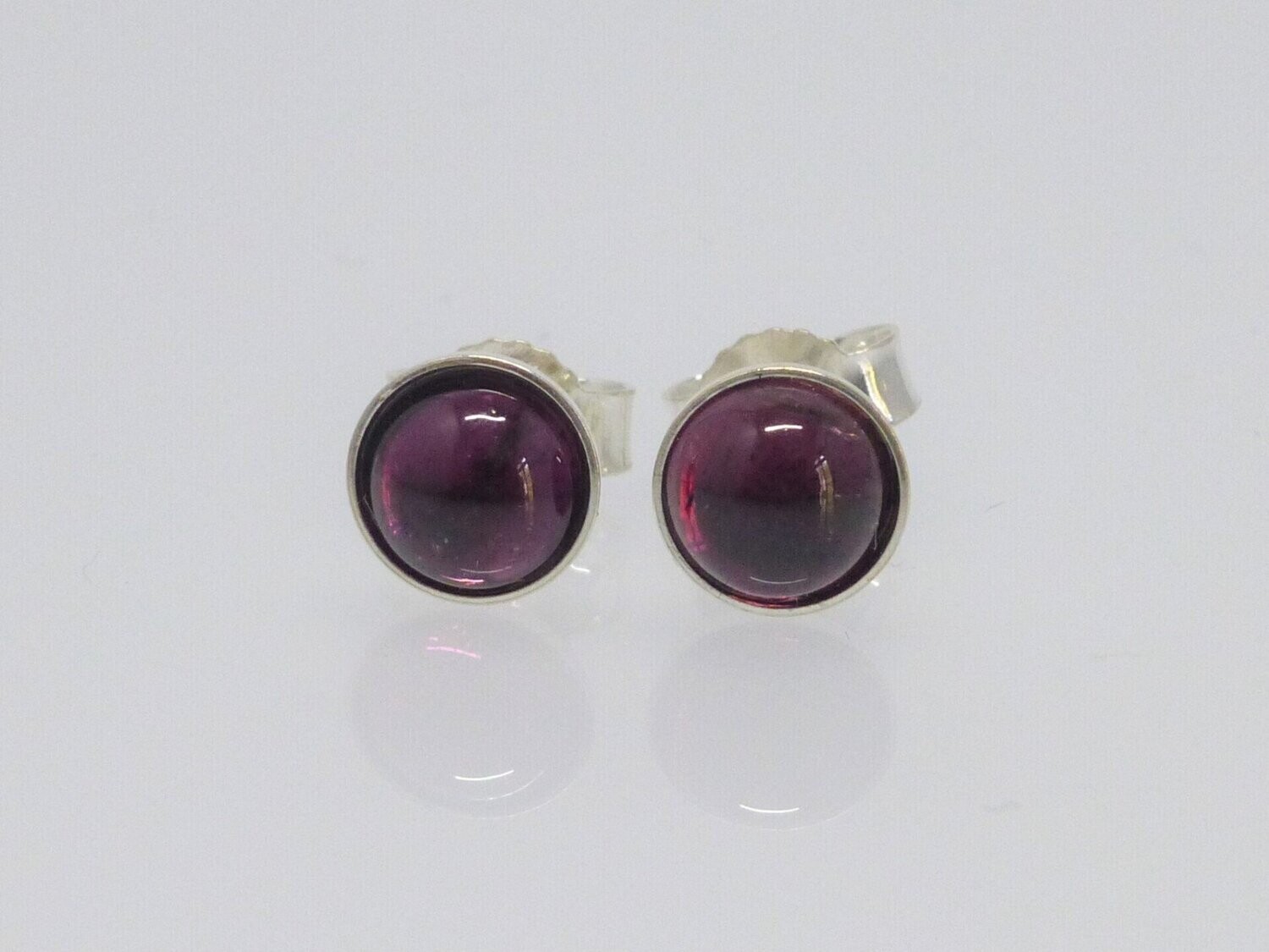 Ohrstecker Rhodolith Cabochon Silber 925- verschiedene Größen