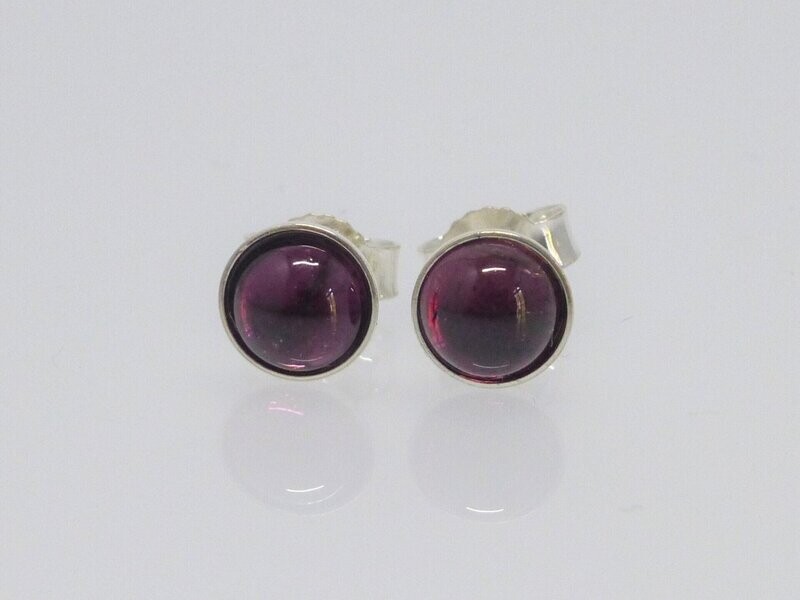 Ohrstecker Rhodolith Cabochon Silber 925- verschiedene Größen